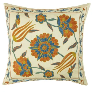 Ardes Flower Embroidered Silk Pillow Case