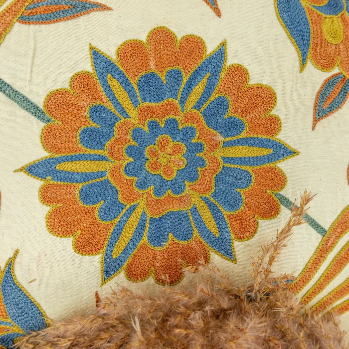 Ardes Flower Embroidered Silk Pillow Case - 6