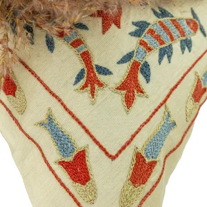Isola Silk Suzani Embroidered Multi-Color Decorative Pillow Case - 7