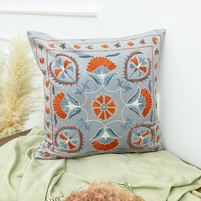Koral Silk Embroidered Cushion - 4