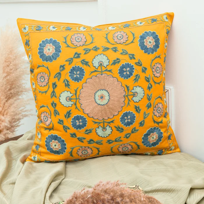 Neris Decorative Silk Suzani Pillow - 5