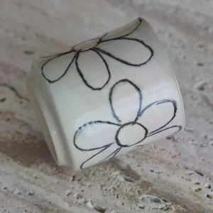 Muse Black Flower Stoneware Kupa - 4