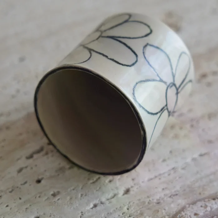 Muse Black Flower Stoneware Kupa - 5