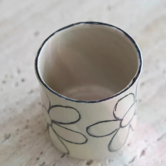 Muse Black Flower Stoneware Kupa - 3