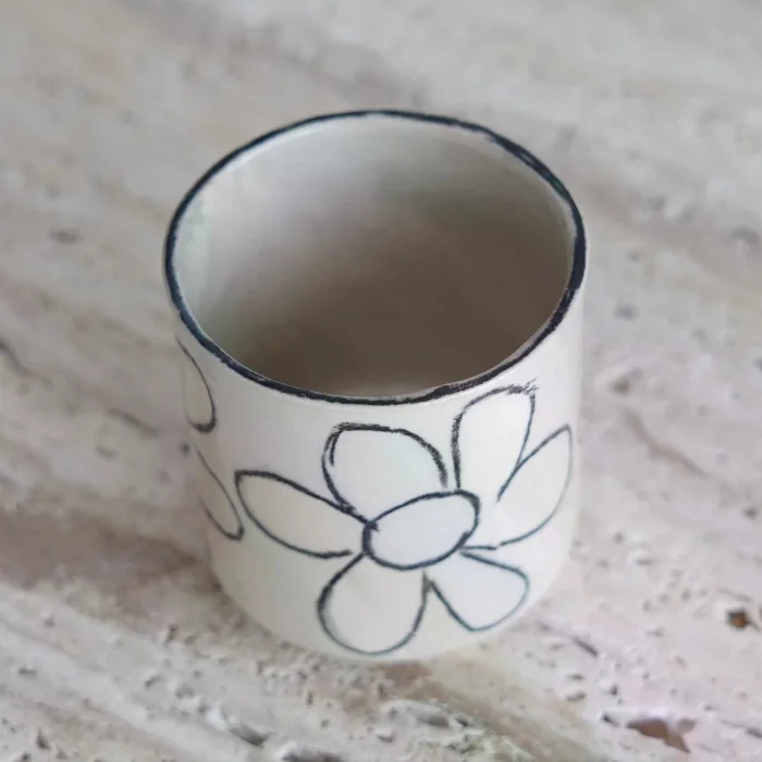 Muse Black Flower Stoneware Kupa - 2