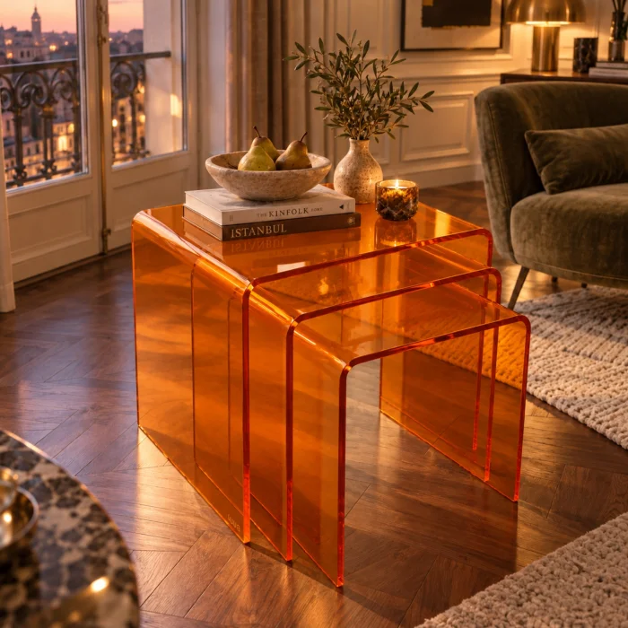 Zygon Acrylic Nesting Table Set · Amber - 5