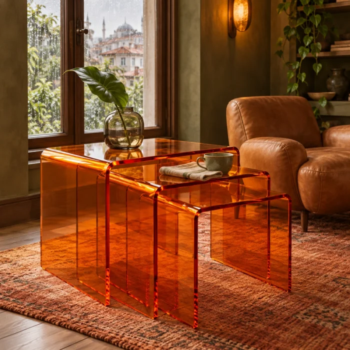 Zygon Acrylic Nesting Table Set · Amber - 8