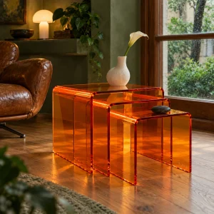 Zygon Acrylic Nesting Table Set · Amber - 9