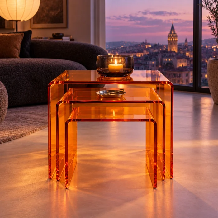Zygon Acrylic Nesting Table Set · Amber - 10