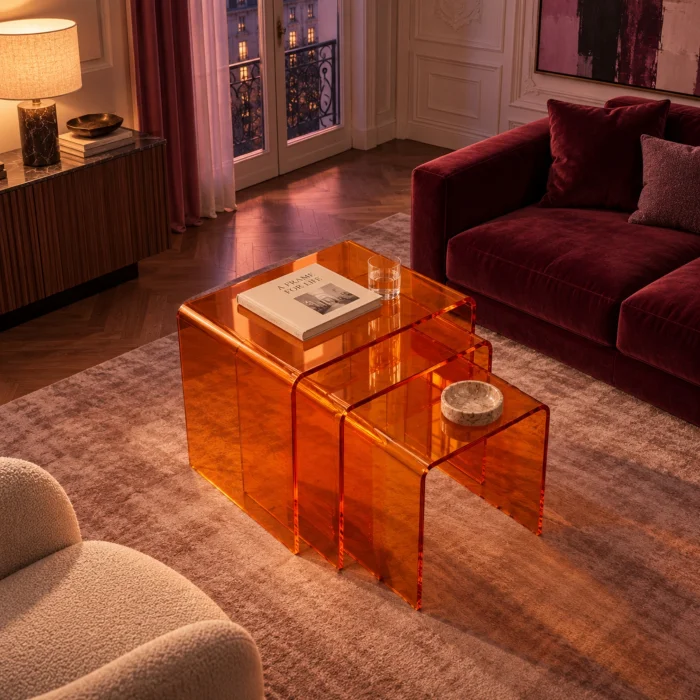 Zygon Acrylic Nesting Table Set · Amber - 11