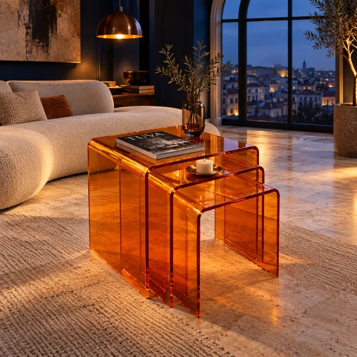 Zygon Acrylic Nesting Table Set · Amber - 12