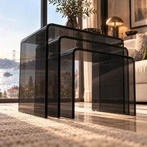 Zygon Acrylic Nesting Table Set · Smoke - 6