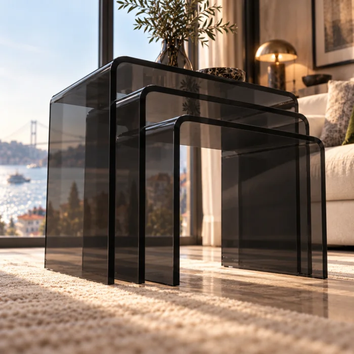Zygon Acrylic Nesting Table Set · Smoke - 6