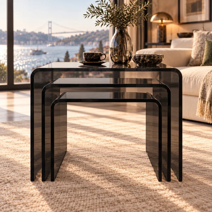 Zygon Acrylic Nesting Table Set · Smoke - 7