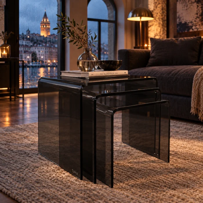 Zygon Acrylic Nesting Table Set · Smoke - 8