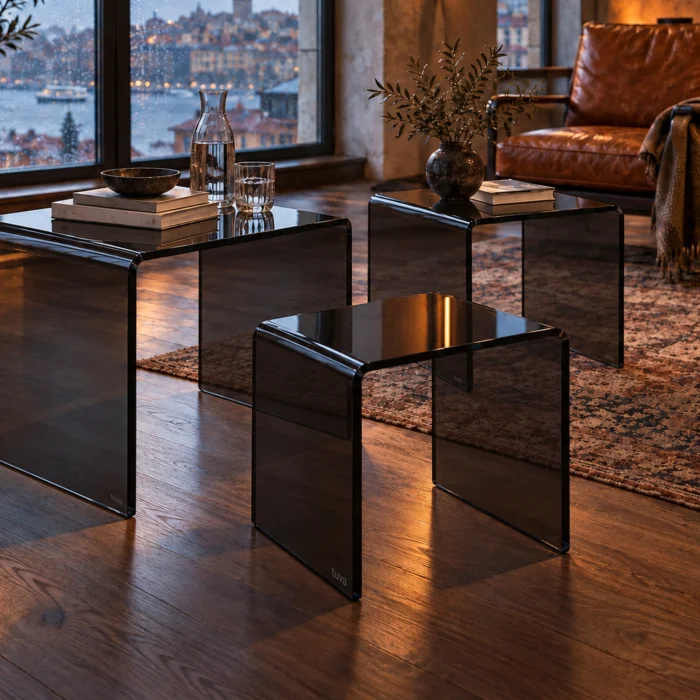 Zygon Acrylic Nesting Table Set · Smoke - 9