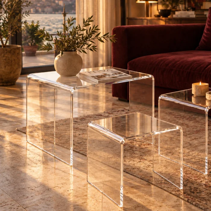 Zygon Acrylic Nesting Table Set · Clear - 11