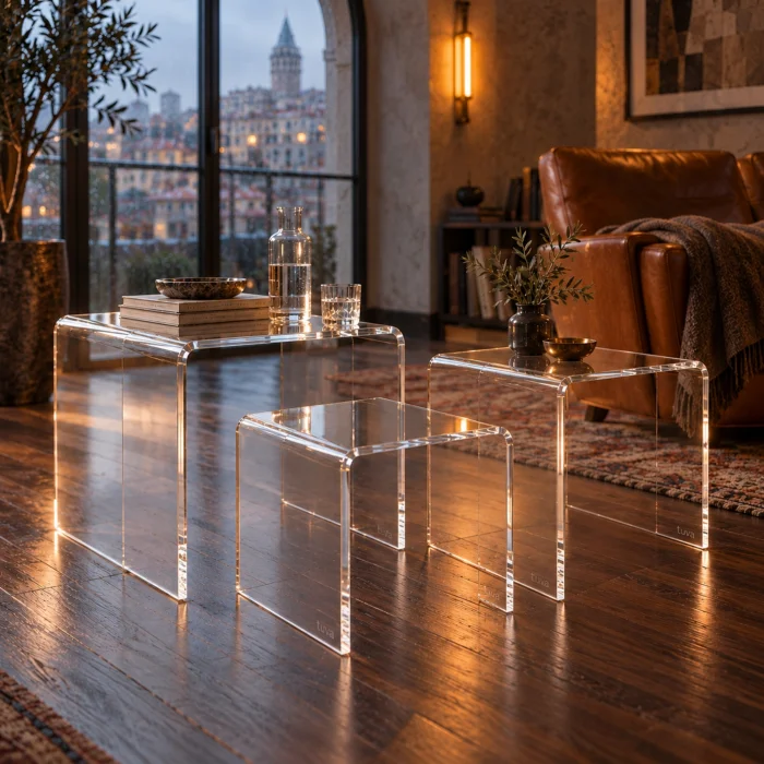 Zygon Acrylic Nesting Table Set · Clear - 8