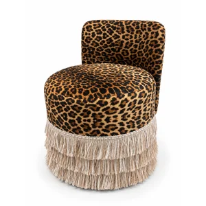 Leora Leopar Desenli Püsküllü Puf - 1