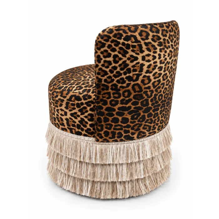 Leora Leopar Desenli Püsküllü Puf - 2