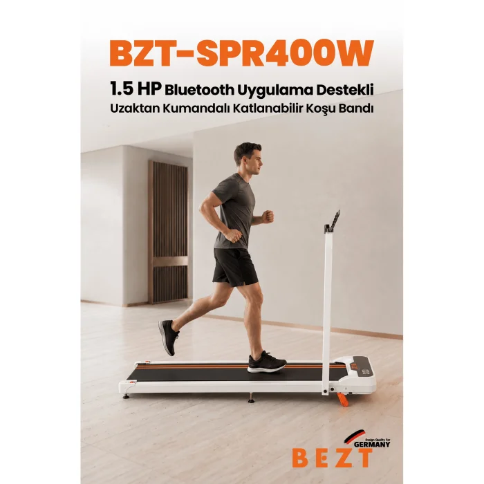BZT-SPR400W Bluetooth App Supported Remote Controlled Foldable Treadmill - 3