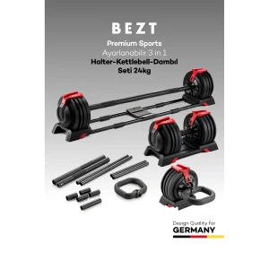 Premium Sports Adjustable 3 In 1 Barbell Kettlebell Dumbbell Set - 2