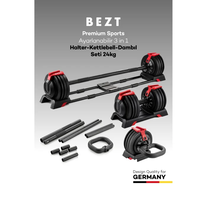 Premium Sports Adjustable 3 In 1 Barbell Kettlebell Dumbbell Set - 2