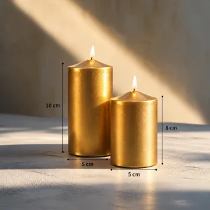 Pearlescent Gold Cylinder Candle Set of 2 - 5