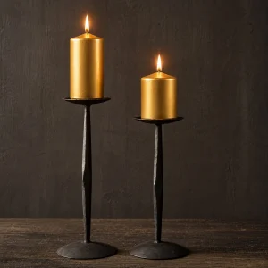 Pearlescent Gold Cylinder Candle Set of 2 - 1