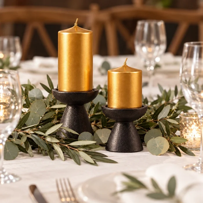 Pearlescent Gold Cylinder Candle Set of 2 - 3