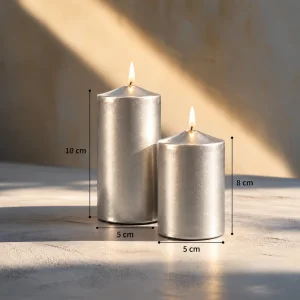 2-Piece Silver Pearlescent Cylinder Candle Set - 5