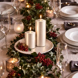 2-Piece Silver Pearlescent Cylinder Candle Set - 4