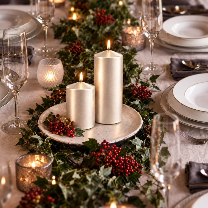 2-Piece Silver Pearlescent Cylinder Candle Set - 4