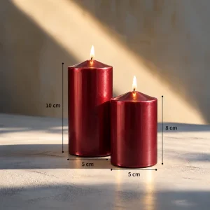 Dark Red Pearlescent Cylinder Candle Set of 2 - 5