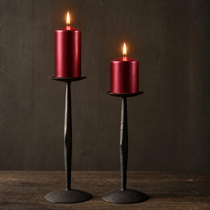 Dark Red Pearlescent Cylinder Candle Set of 2 - 2