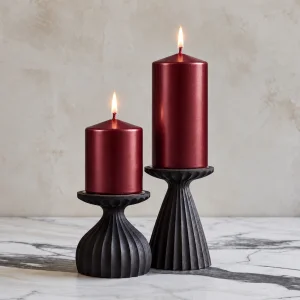 Dark Red Pearlescent Cylinder Candle Set of 2 - 1