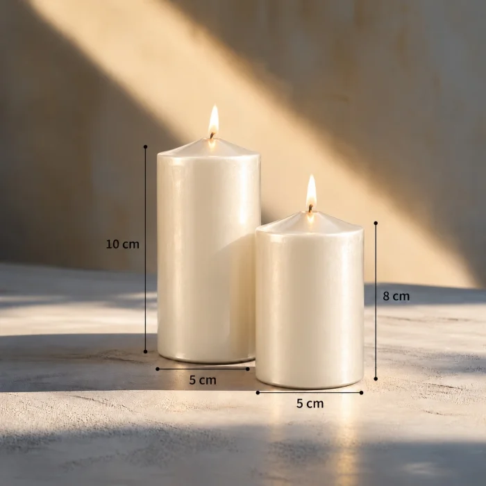 Sedef White 2-Piece Pillar Candle Set - 5