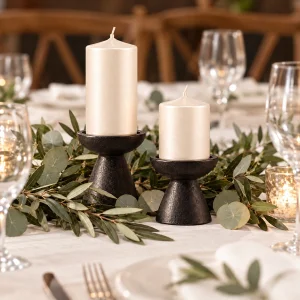 Sedef White 2-Piece Pillar Candle Set - 4