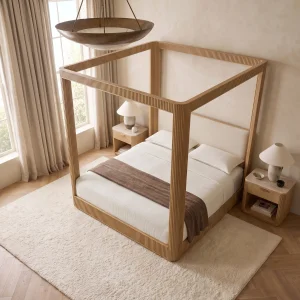 Aureon Wooden Canopy Bed - 4