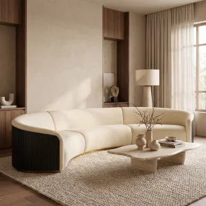Aurevia Curved Wooden Sofa - 3
