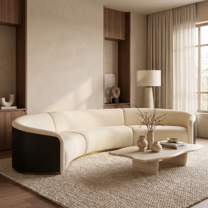 Aurevia Curved Wooden Sofa - 3