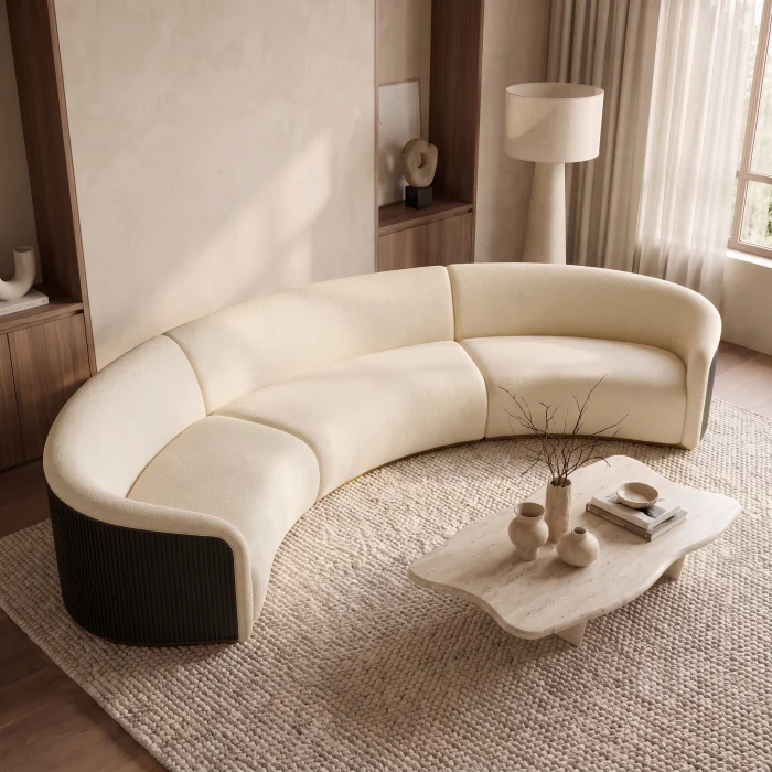 Aurevia Curved Wooden Sofa - 2