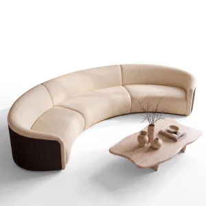 Aurevia Curved Wooden Sofa - 1
