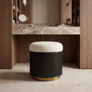 Noira Wooden Pouf - 2