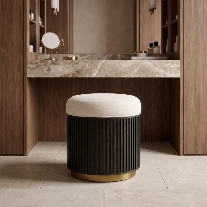Noira Wooden Pouf - 2