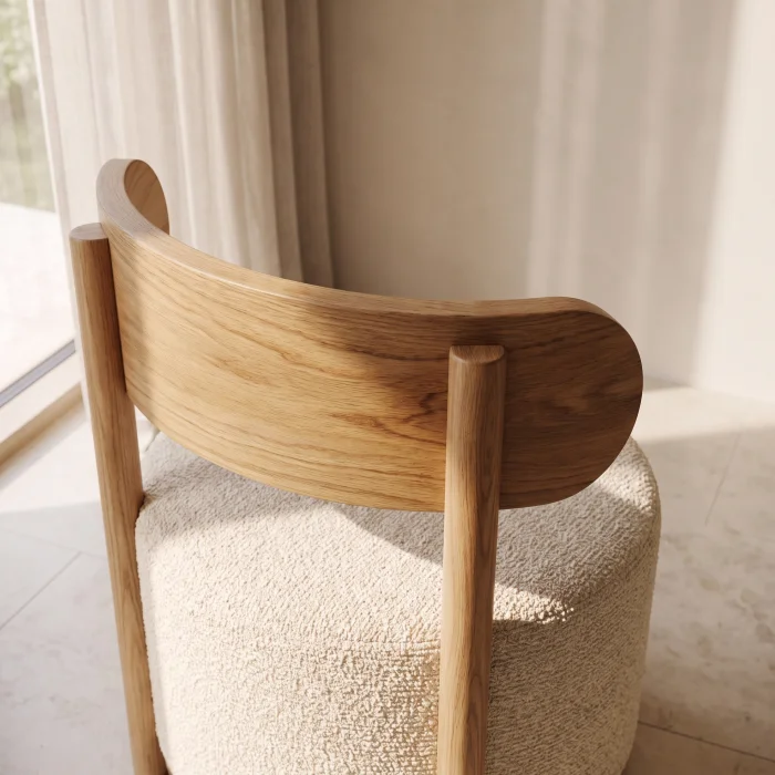 Olea Wooden Ottoman - 3