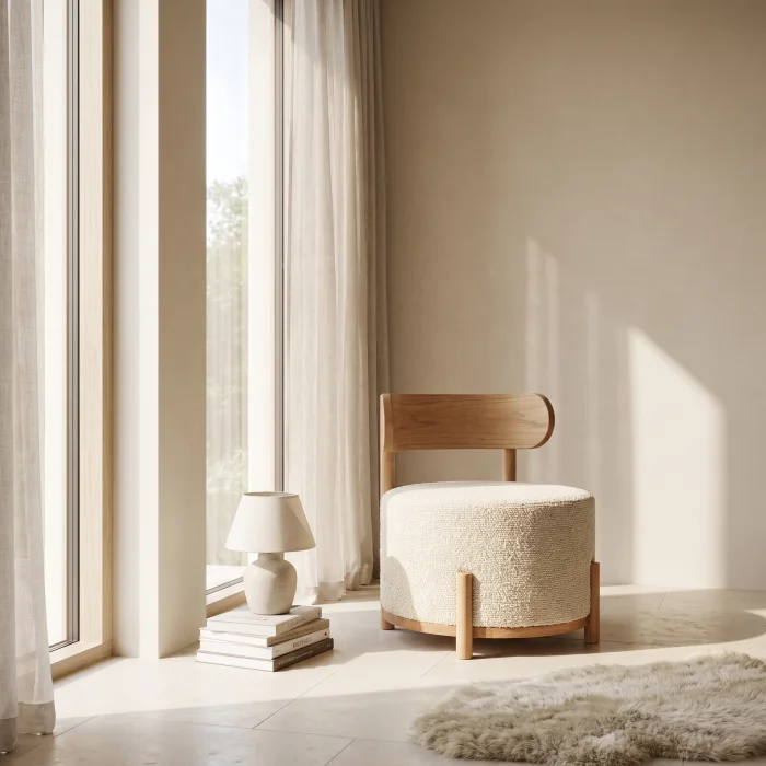 Olea Wooden Ottoman - 2