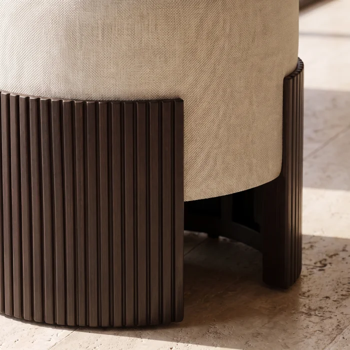Rivelo Wooden Ottoman Pouf - 3