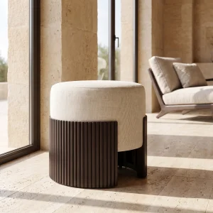 Rivelo Wooden Ottoman Pouf - 2