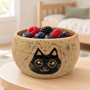 Chill Cat Patterned Handmade Bowl - 3